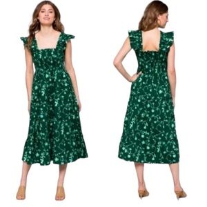 Hill House Ellie Nap Dress in Green Botanical Print